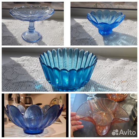 Салатницы и конфетницы из цветного стекла