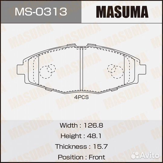 Колодки тормозные дисковые Masuma MS-0313