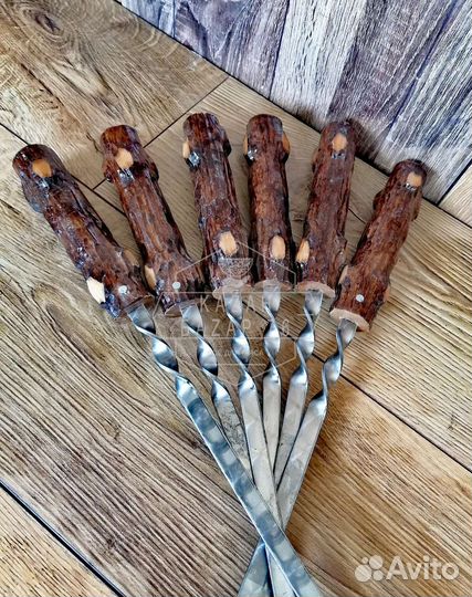 Шампура оригинальные подарочные ручка дерево