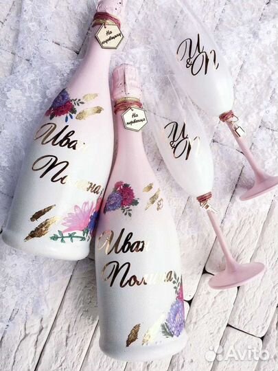 Оформление бутылок, свадебные бутылки, шампанское