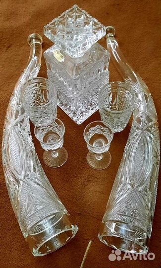 Посуда хрустальная чешская Графин (bohemia) и Рог