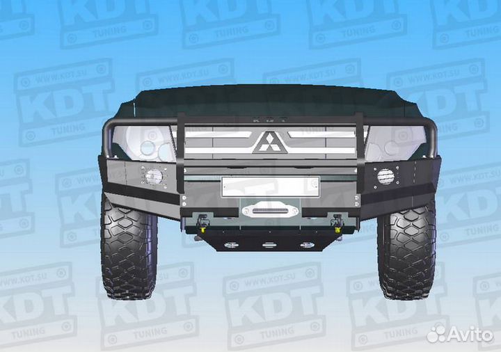 Передний силовой бампер с кенгурином алюминиевый