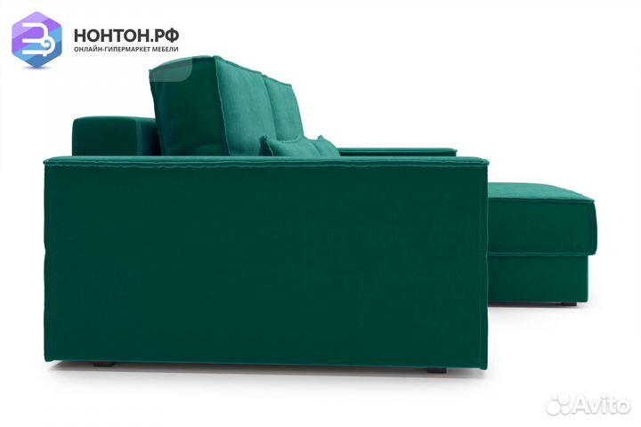 Диван угловой тик-так Сохо изумрудный