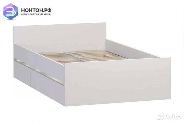 Кровать двуспальная Орион белая с ящиками