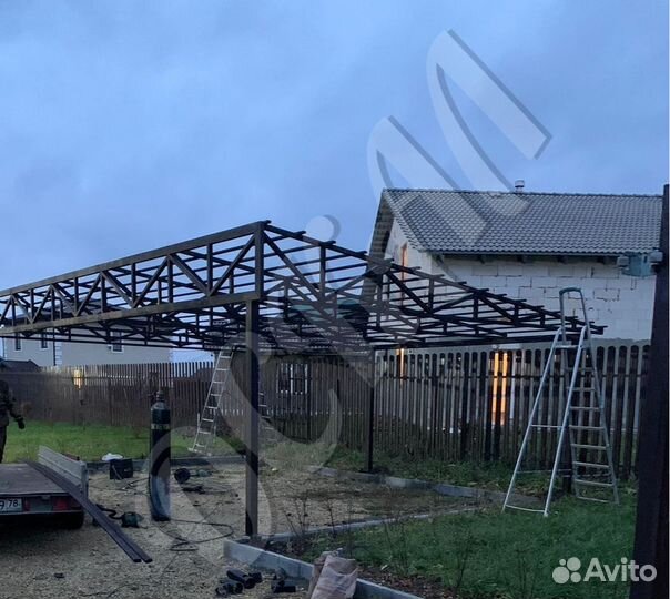 Навес односкатный металлочерепица