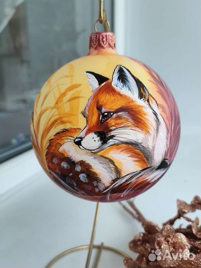 Шар ручная работа (стеклянная елочная игрушка)