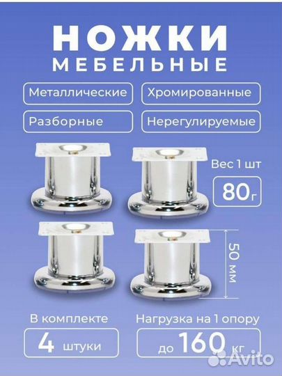Мебельные ножки металлические новые