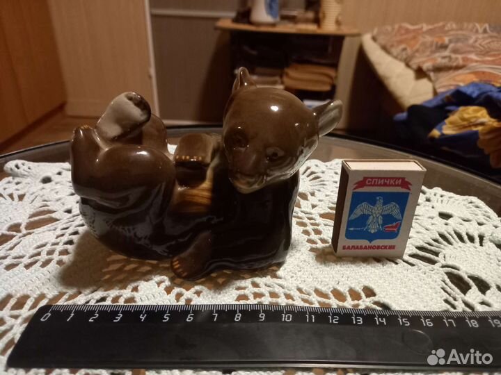 Фарфоровые статуэтки лфз медвежонок лежащий