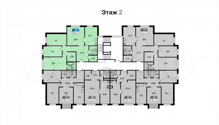 4-к. квартира, 117,7 м², 2/4 эт.