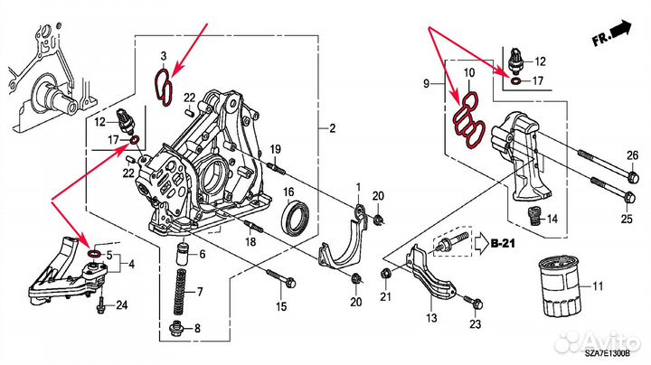 Прокладки и кольца на моторы Хонда 15302-RDV-J00