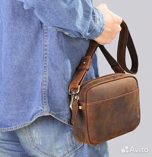 Мужская кожаная сумка через плечо