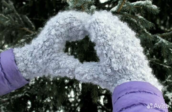 Варежки вязаные женские и мужские, разные варианты