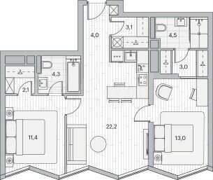 2-к. квартира, 67,6 м², 5/24 эт.