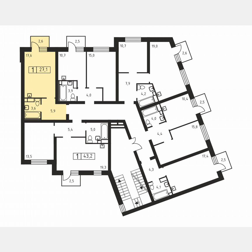Квартира-студия, 27,1 м², 3/3 эт.