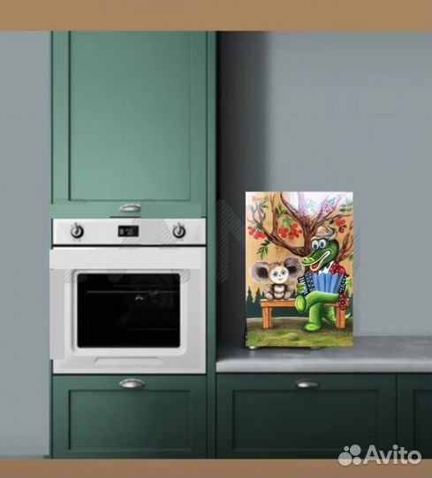 Гена и Чебурашка. Разделочная доска ручной работы