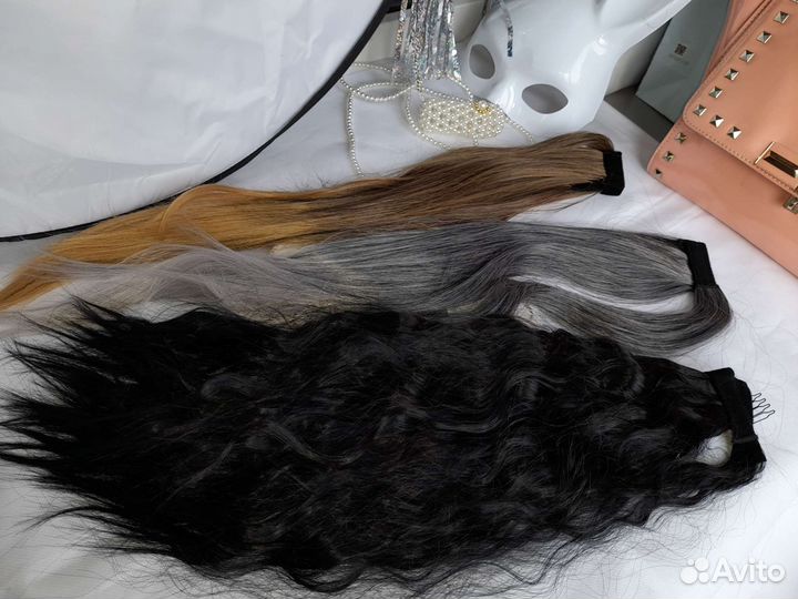 Шиньон, накладной хвост, несколько разных