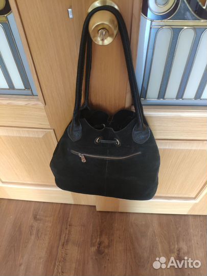 Сумка черная,натуральная замша