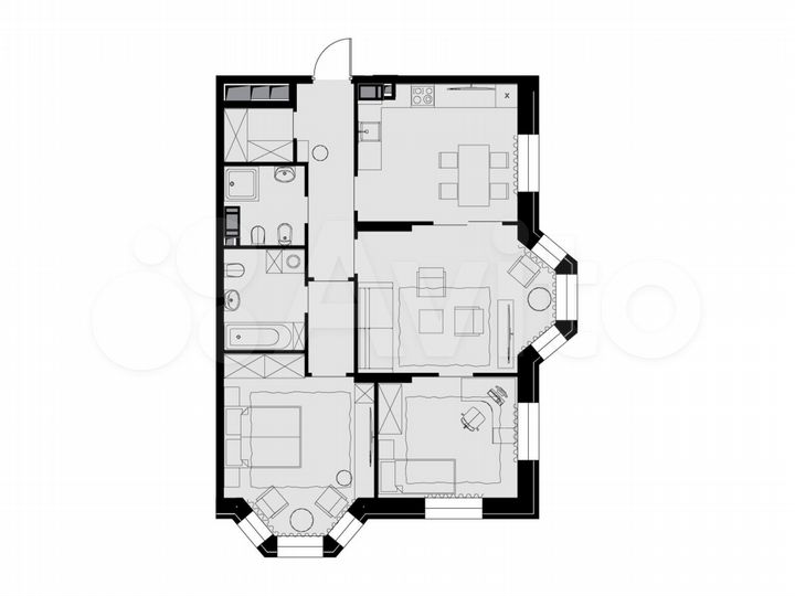 3-к. квартира, 82,3 м², 13/26 эт.
