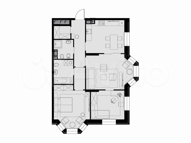 3-к. квартира, 82,3 м², 13/26 эт.