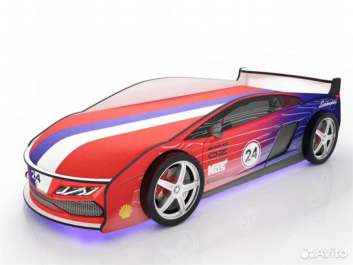 Кровать машина для детей Ламба 2 красно-синяя