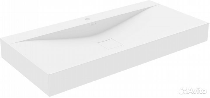 Накладная раковина Mexen poli 100см литой мрамор 1 отверстие белый