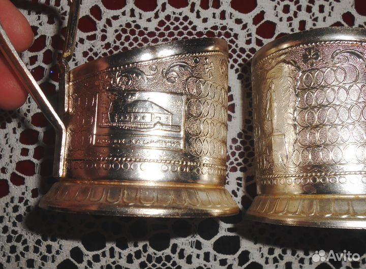 Подстаканники со стаканами 1965г. 2 пары