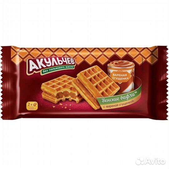 Вафли Акульчев Венские со сгущенкой 100г - опт