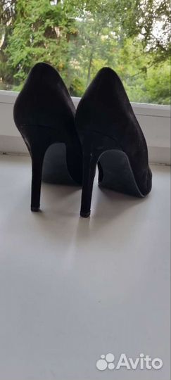 Туфли чёрные иск. замша женские (40 размер)