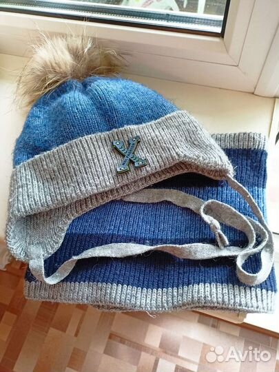 Комплект шапка и снуд зимний