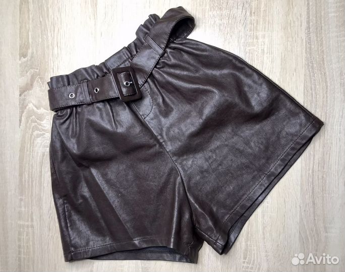 Шорты кожаные коричневые