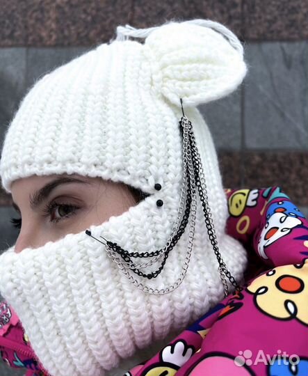 Балаклава теплая шапка с ушками