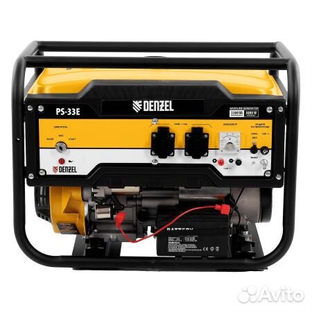 Бензиновый генератор denzel PS-33E, 220/12 В, 3.3к
