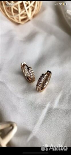 Серьги конго миниатюрные с цирконами
