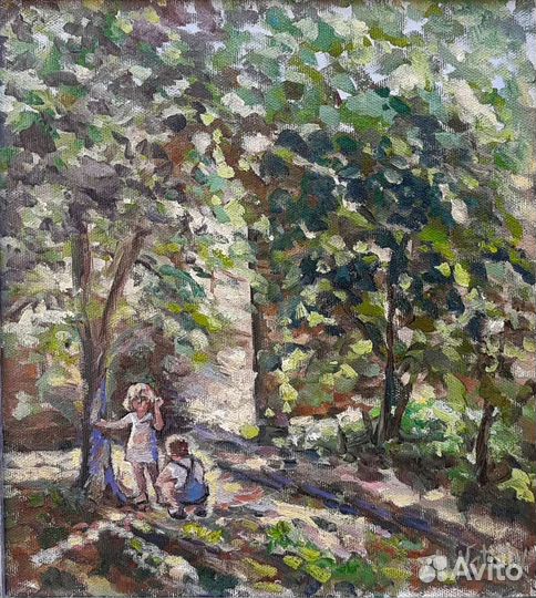 Картина маслом мир лето детство