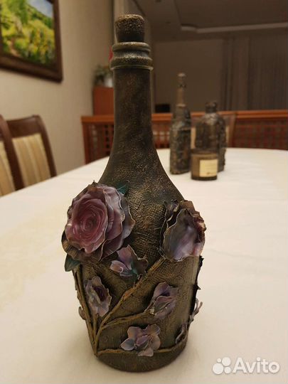 Бутылка декоративная интерьерная, для жидкости