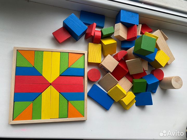 Деревянный конструктор Кубики 