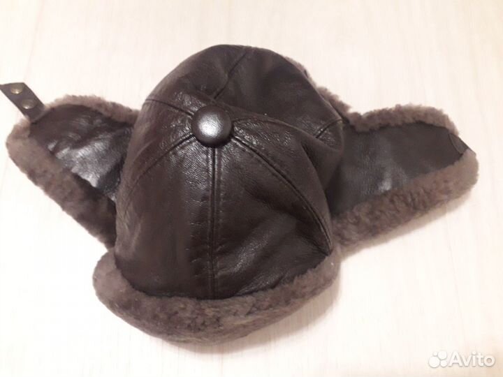 Шапка-ушанка детская кожаная