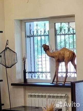 Статуя верблюда из натур кожи и подсвечник торшер