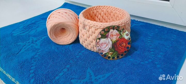 Корзинка из трикотажной пряжи