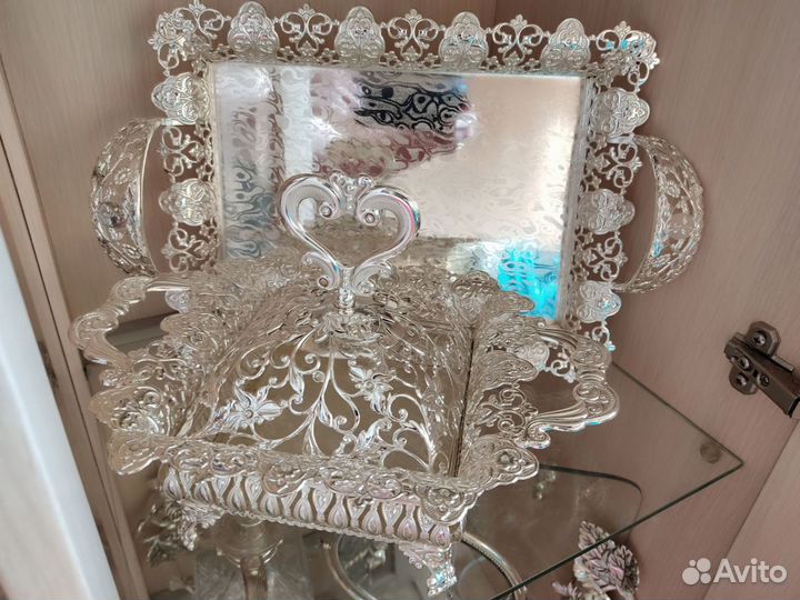 Набор ажурная конфетница и поднос