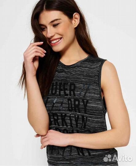 L Майка Superdry Haven Knot Back Tank Charcoal Mar