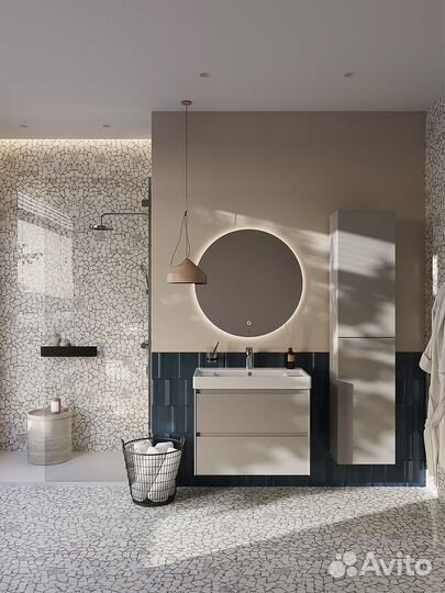 Шкаф - колонна Roca Ona 1750 подвесная, бежево-се