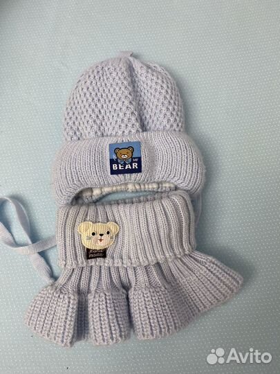 Шапочка на завязках+ Шарфик