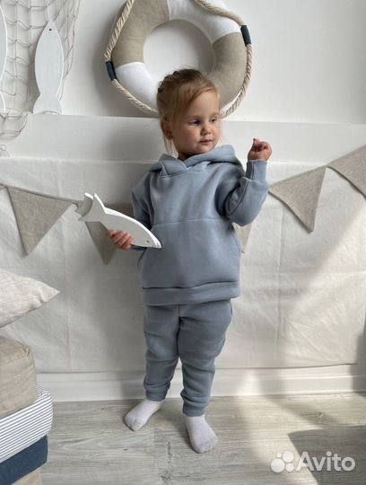 Детский теплый костюм из футера 104