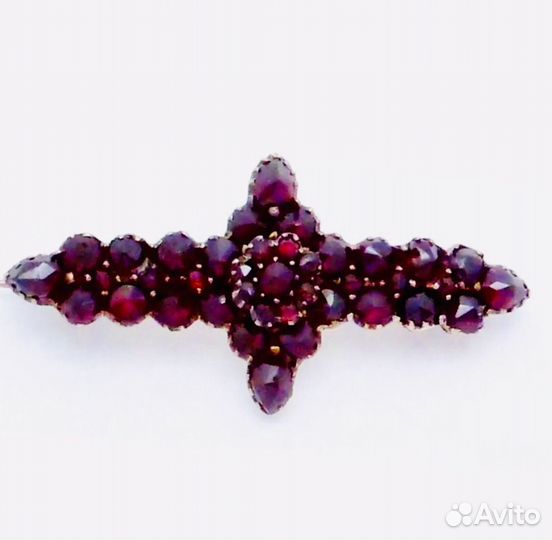 Брошь Стерлинг Антик Богемские гранат