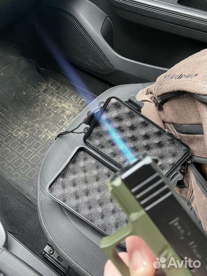 Пистолет турбо зажигалка Glock 17 зеленый