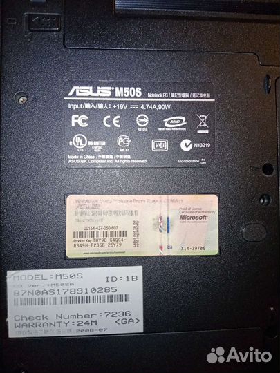 Ноутбук asus M50S на запчасти