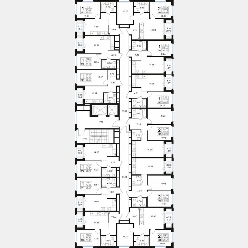 2-к. квартира, 52,9 м², 13/15 эт.