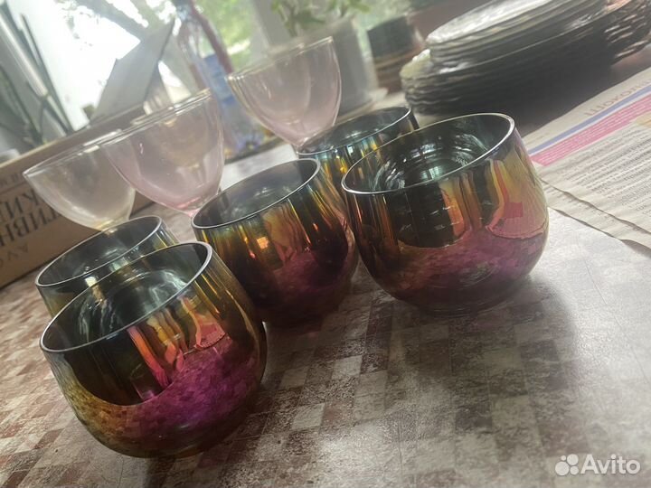 Рюмки СССР, цветное стекло, бокалы Оникс