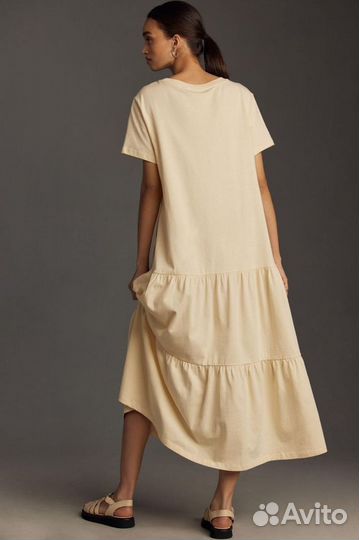 Farm Rio Short-Sleeve Tiered T-Shirt Midi Dress